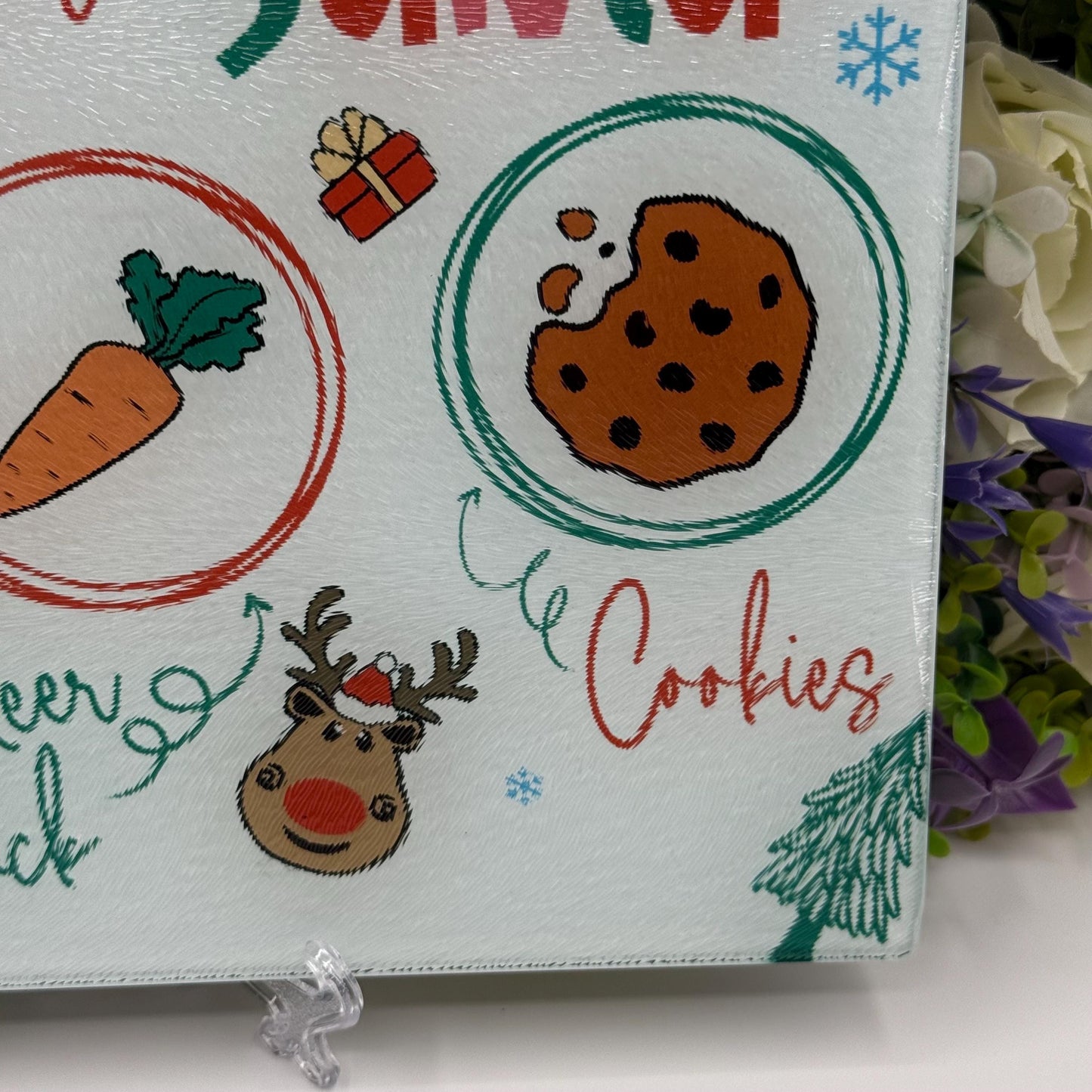 Treats For Santa Glass Chopping Board 8inch x 11inch