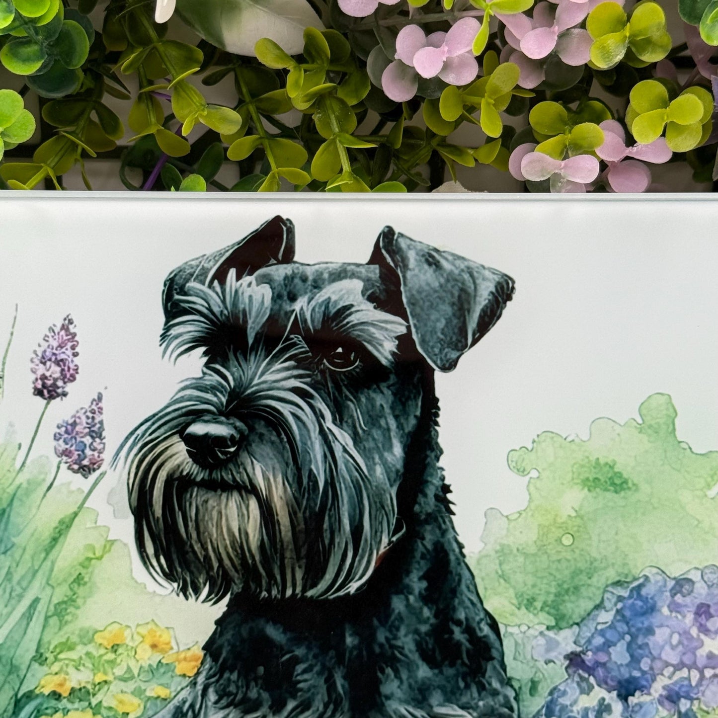 Schnauzer Black 8inchx11inch Glass Cutting Board: Handmade Kitchen Decor