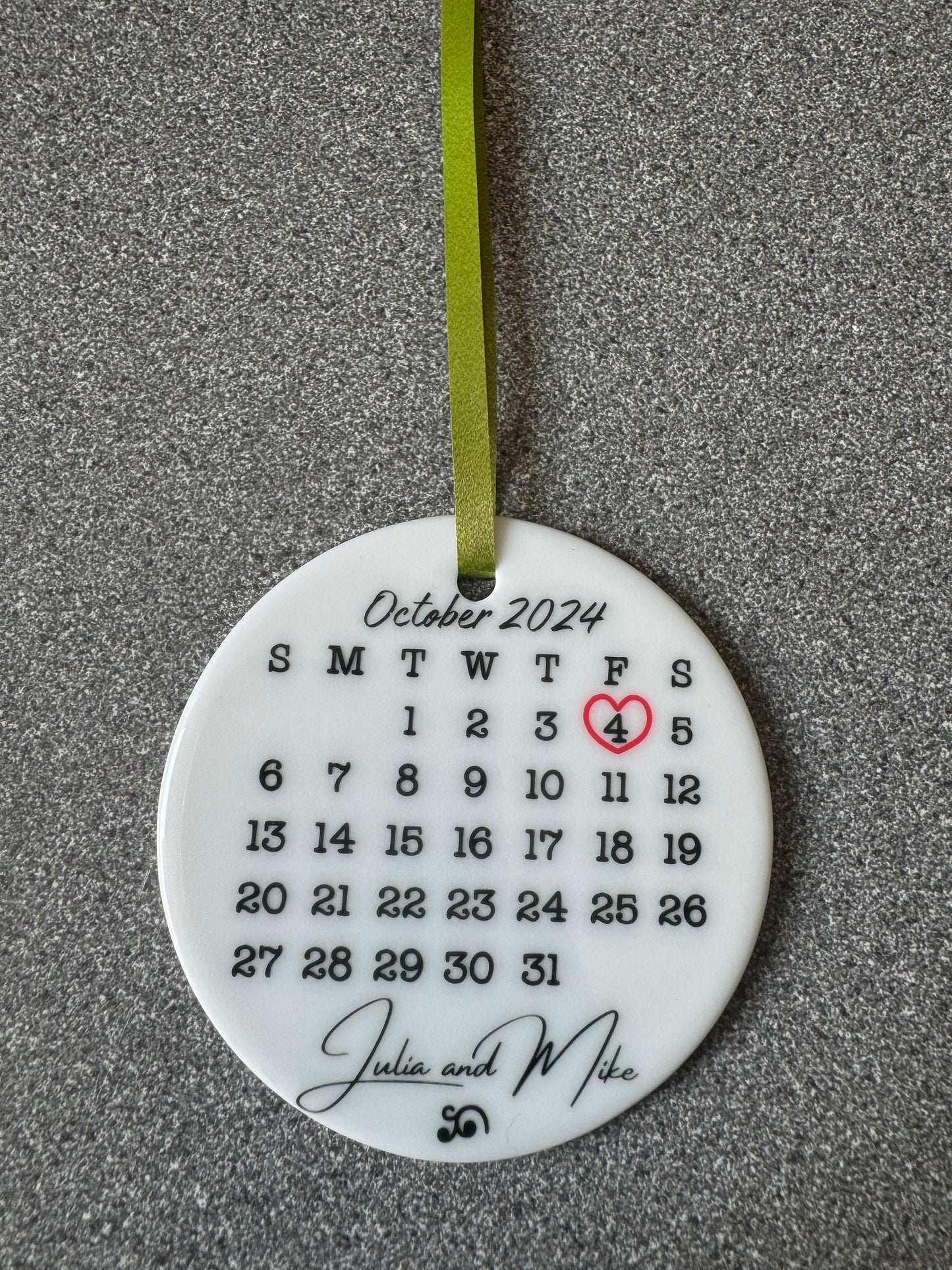 Personalized Date Calendar Ornament: Anniversary Keepsake Gift