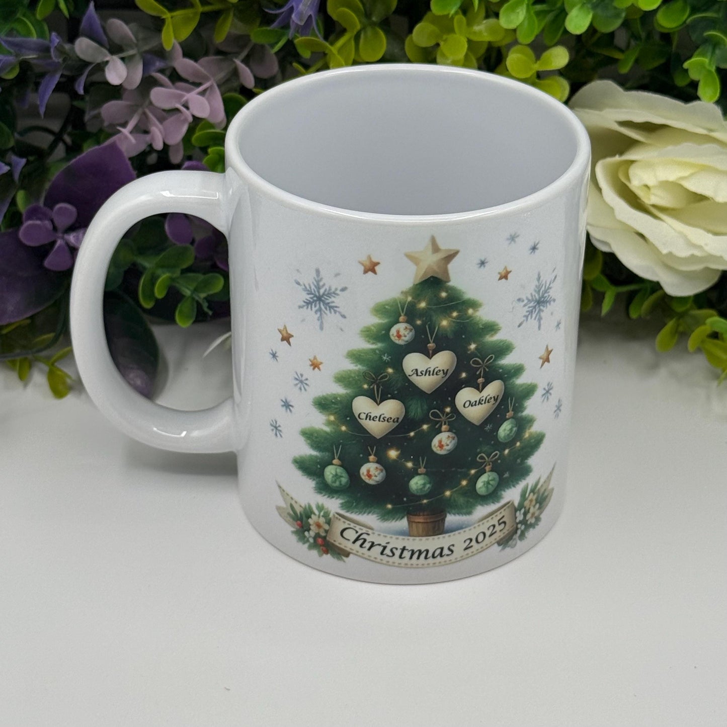 Personalised Family Christmas Tree 11oz Ceramic Mug
