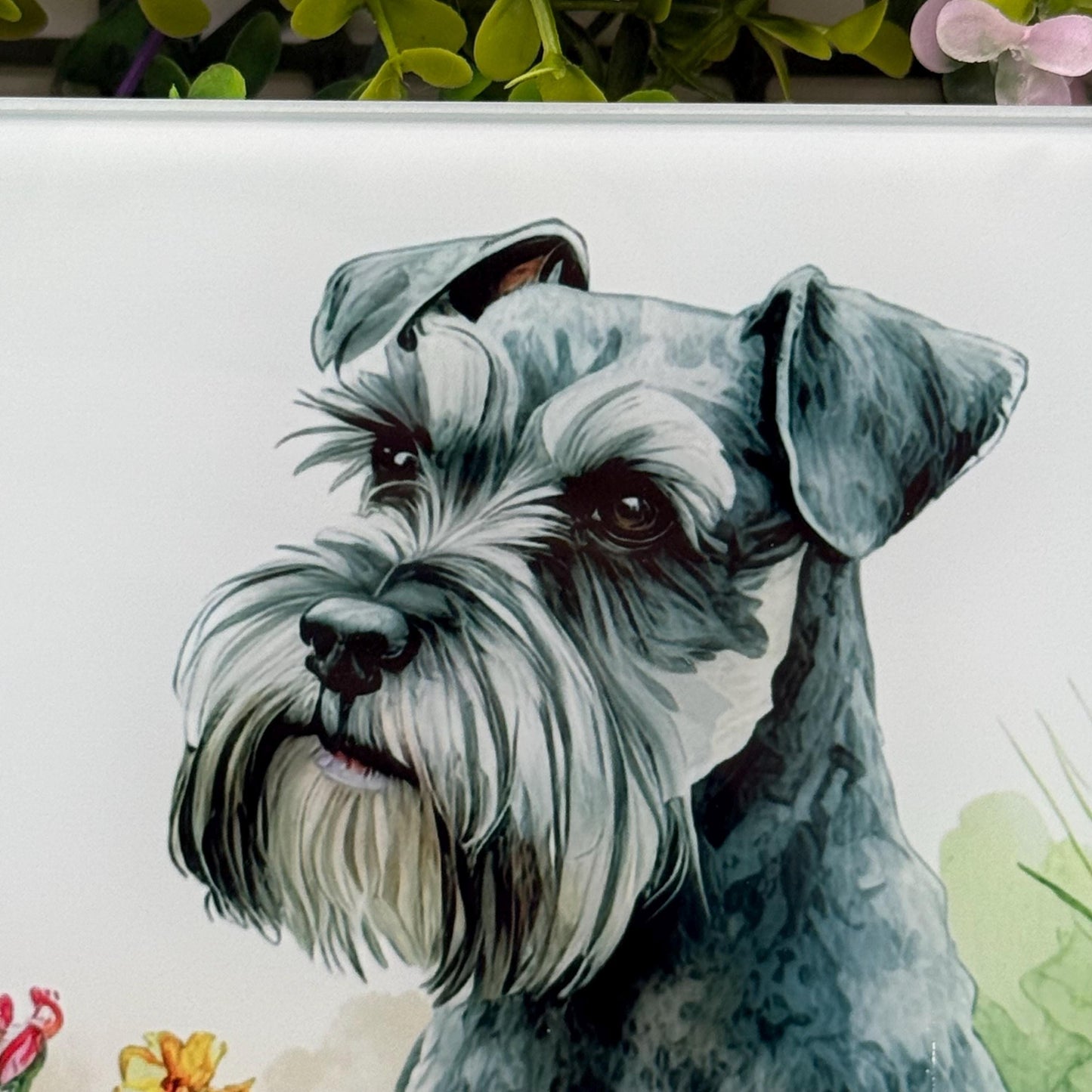 Schnauzer Salt and Pepper 8inchx11inch Glass Cutting Board: Handmade Kitchen Decor