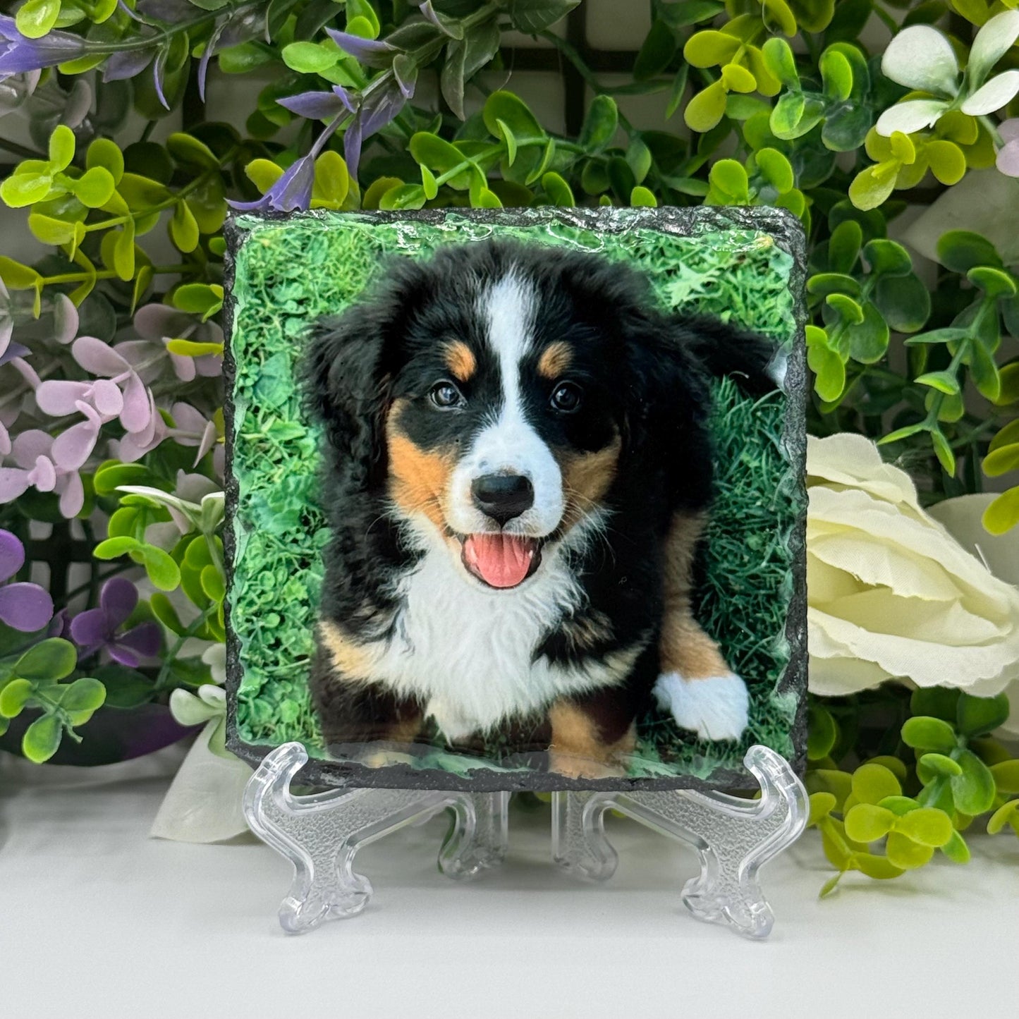 4x Custom Photo Slate Coasters 9cm x 9cm - Personalised Image