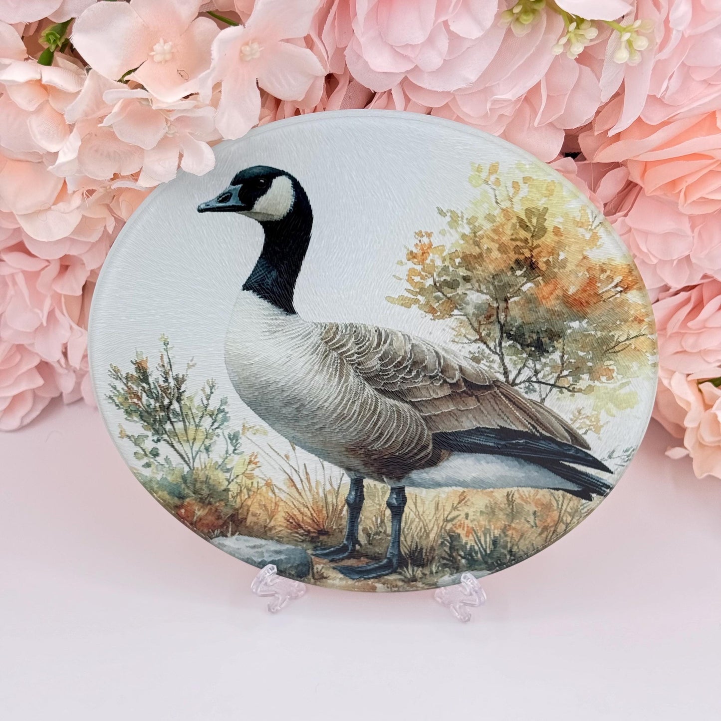 Goose Glass Round Tea Pot Holder/Chopping Board, Cutting Board