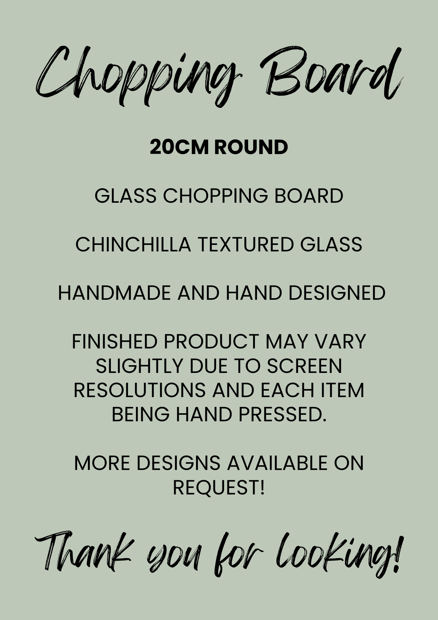 Border Terrier 20cm Round Glass Chopping Board: Handmade Kitchen Decor