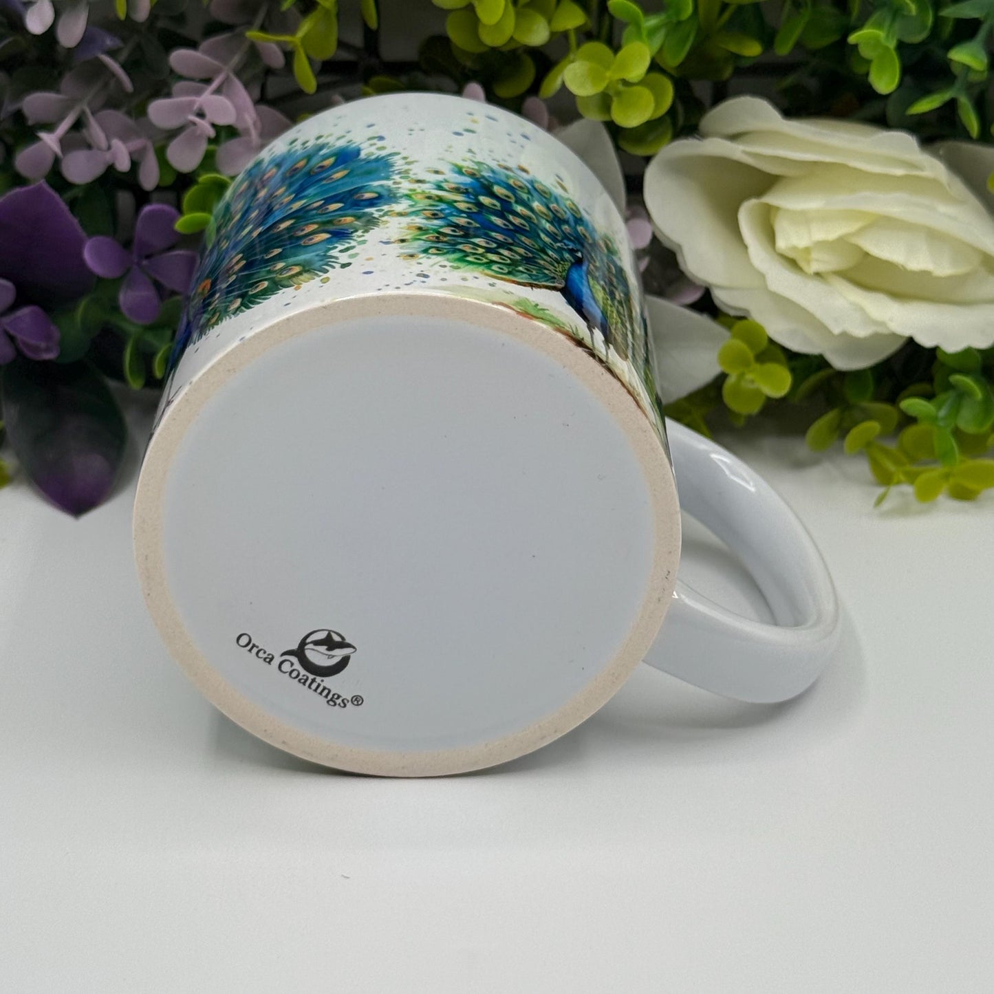 Peacock Watercolour Colourful 11oz Ceramic Mug