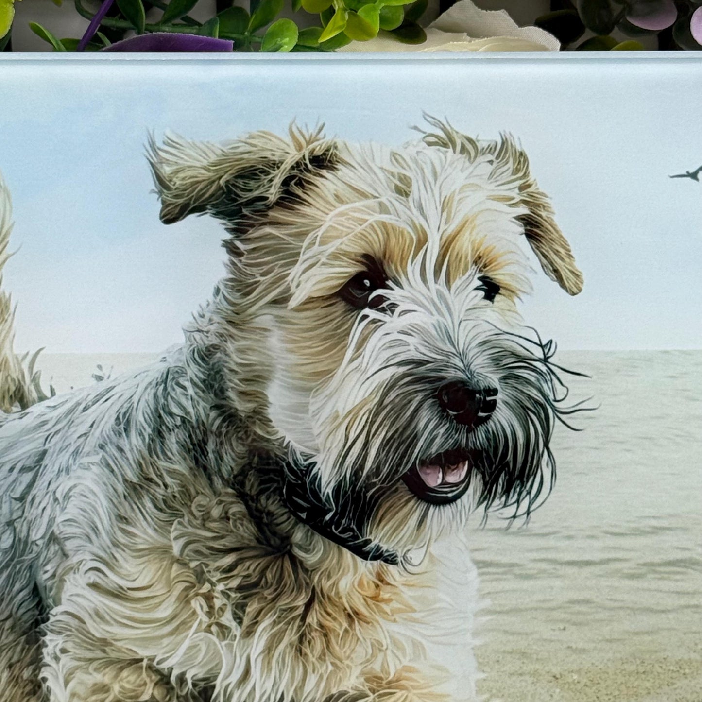 Soft Coated Wheaten Terrier 8inch x 11inch Glass Chopping Board