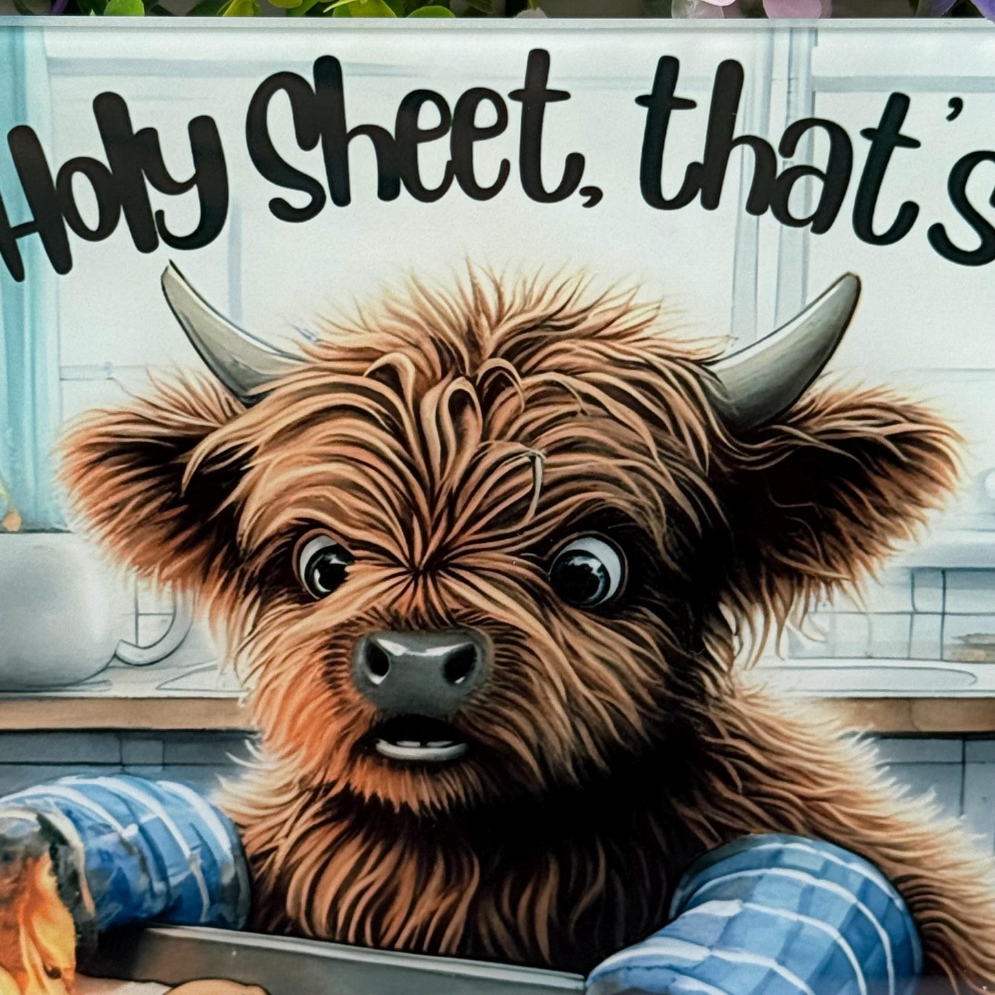 Highland Cow Humour 8inchx11inch Glass Chopping Board