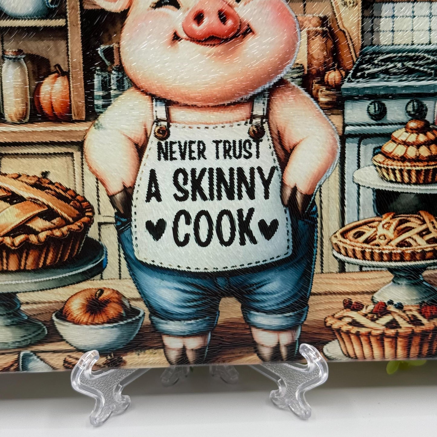 Skinny Cook Humour 8inchx11inch Glass Chopping Board