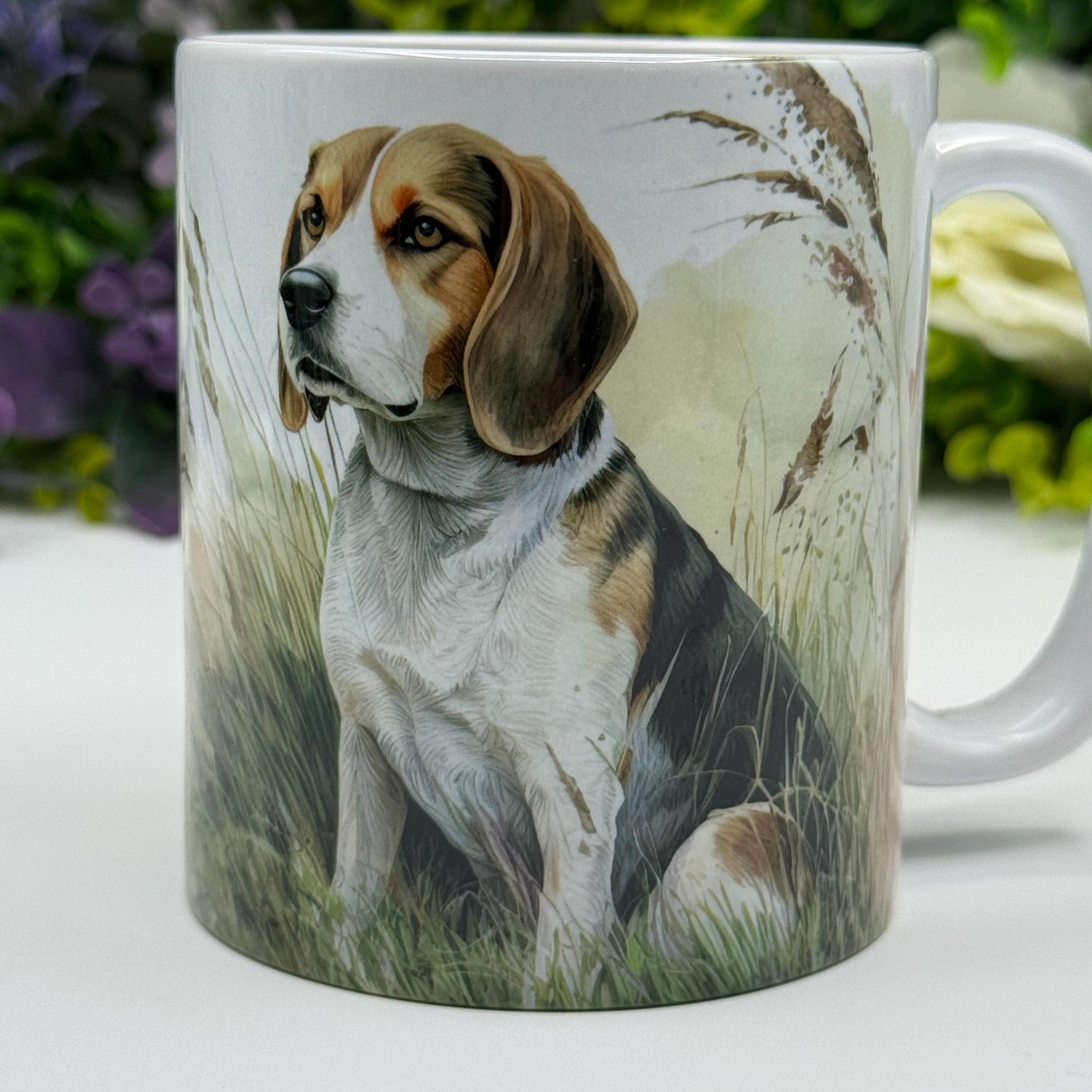 Beagle in Field 11oz Ceramic Dog Mug: Gift for Pet Lovers