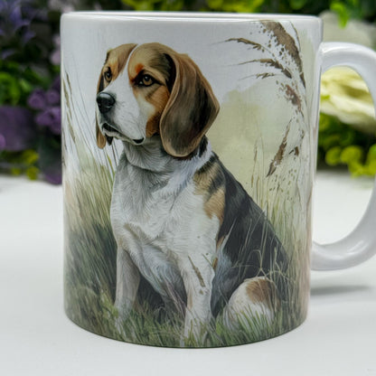 Beagle in Field 11oz Ceramic Dog Mug: Gift for Pet Lovers