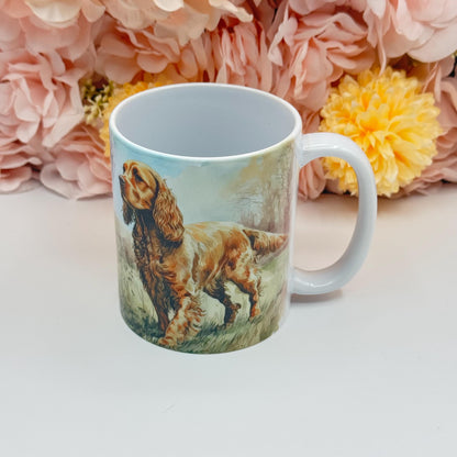 Cocker Spaniel Ceramic Dog Mug: Landscape Design, Pet Lover Gift