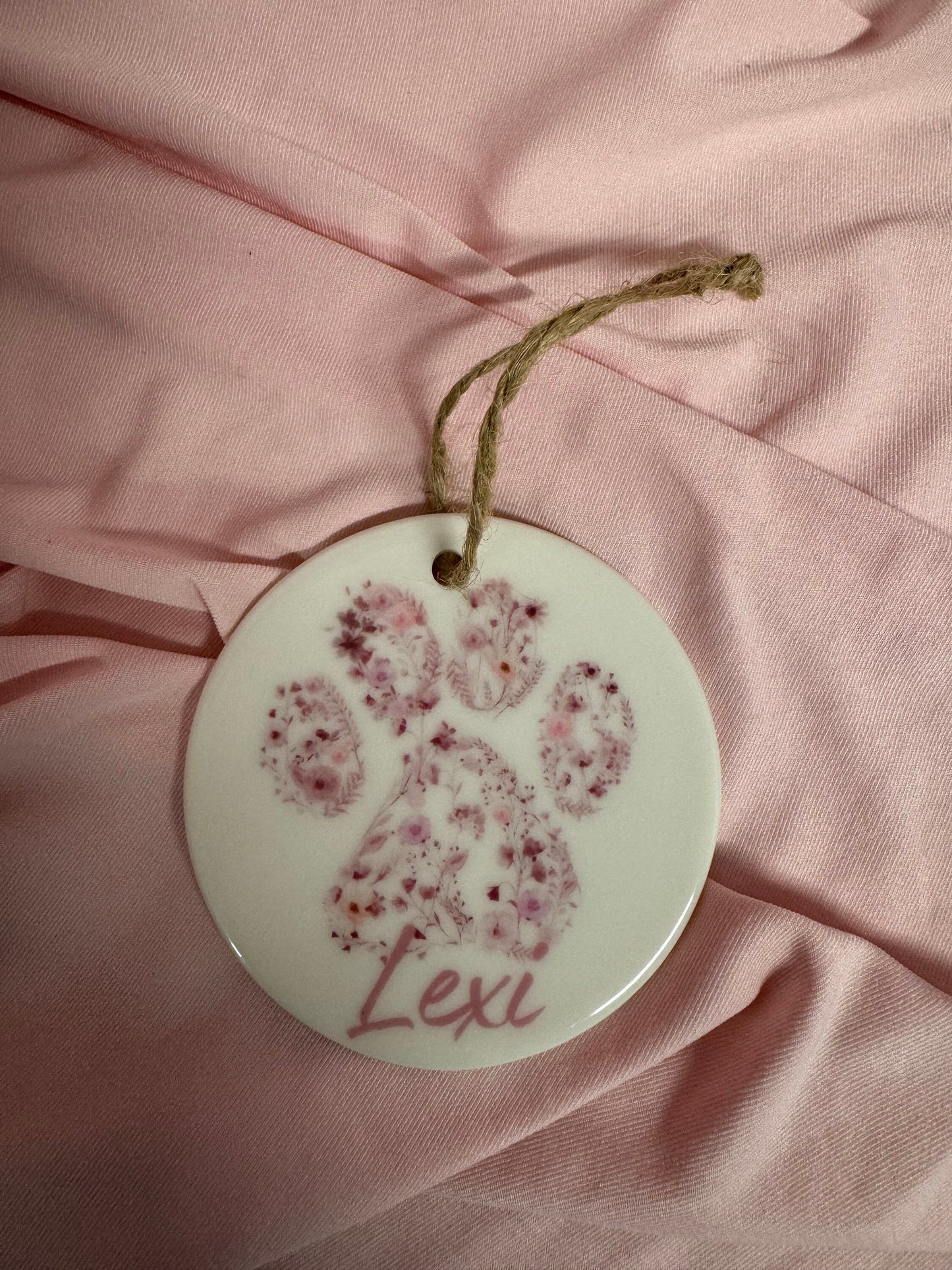 Personalized Dog Paw Print Ceramic Ornament: Keepsake Gift