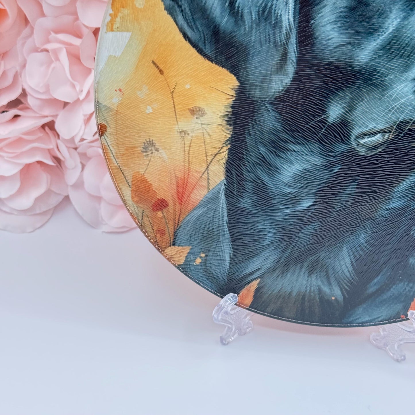 Labrador Glass Round Tea Pot Holder/Chopping Board