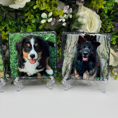 4x Custom Photo Slate Coasters 9cm x 9cm - Personalised Image