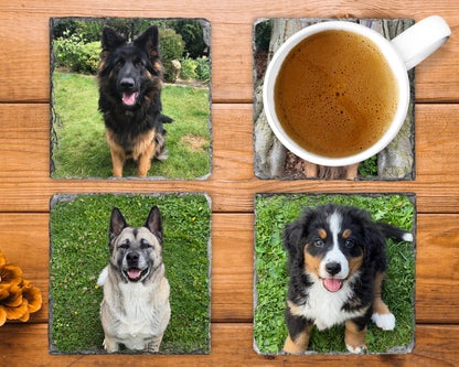 4x Custom Photo Slate Coasters 9cm x 9cm - Personalised Image