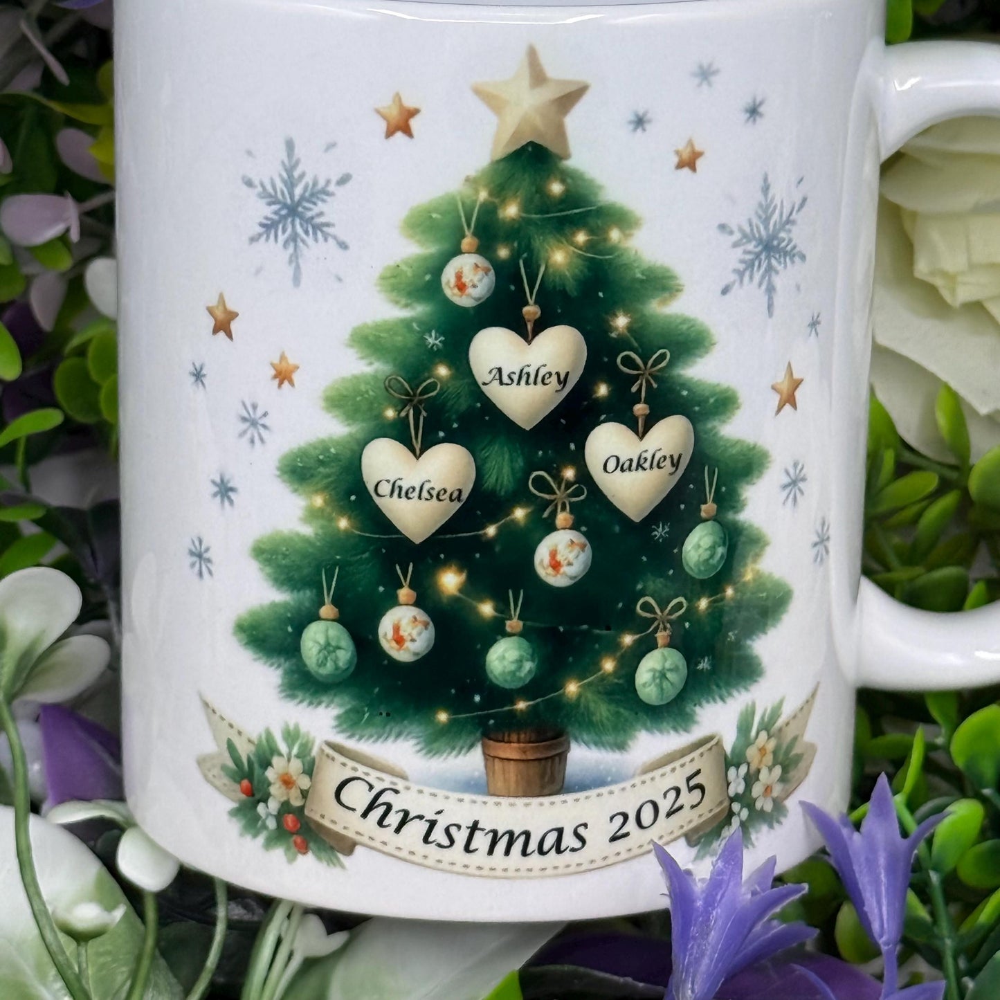 Personalised Family Christmas Tree 11oz Ceramic Mug