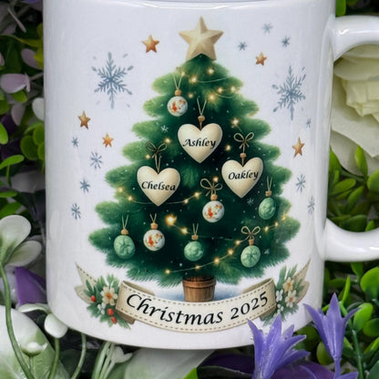 Personalised Family Christmas Tree 11oz Ceramic Mug
