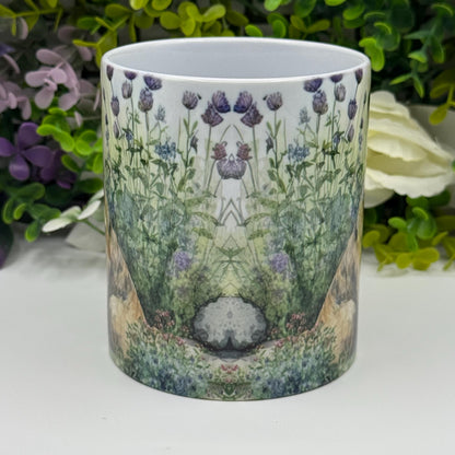 Border Terrier Dog Greenery Floral Mug: Handmade Ceramic Coffee Cup, Pet Lover Gift