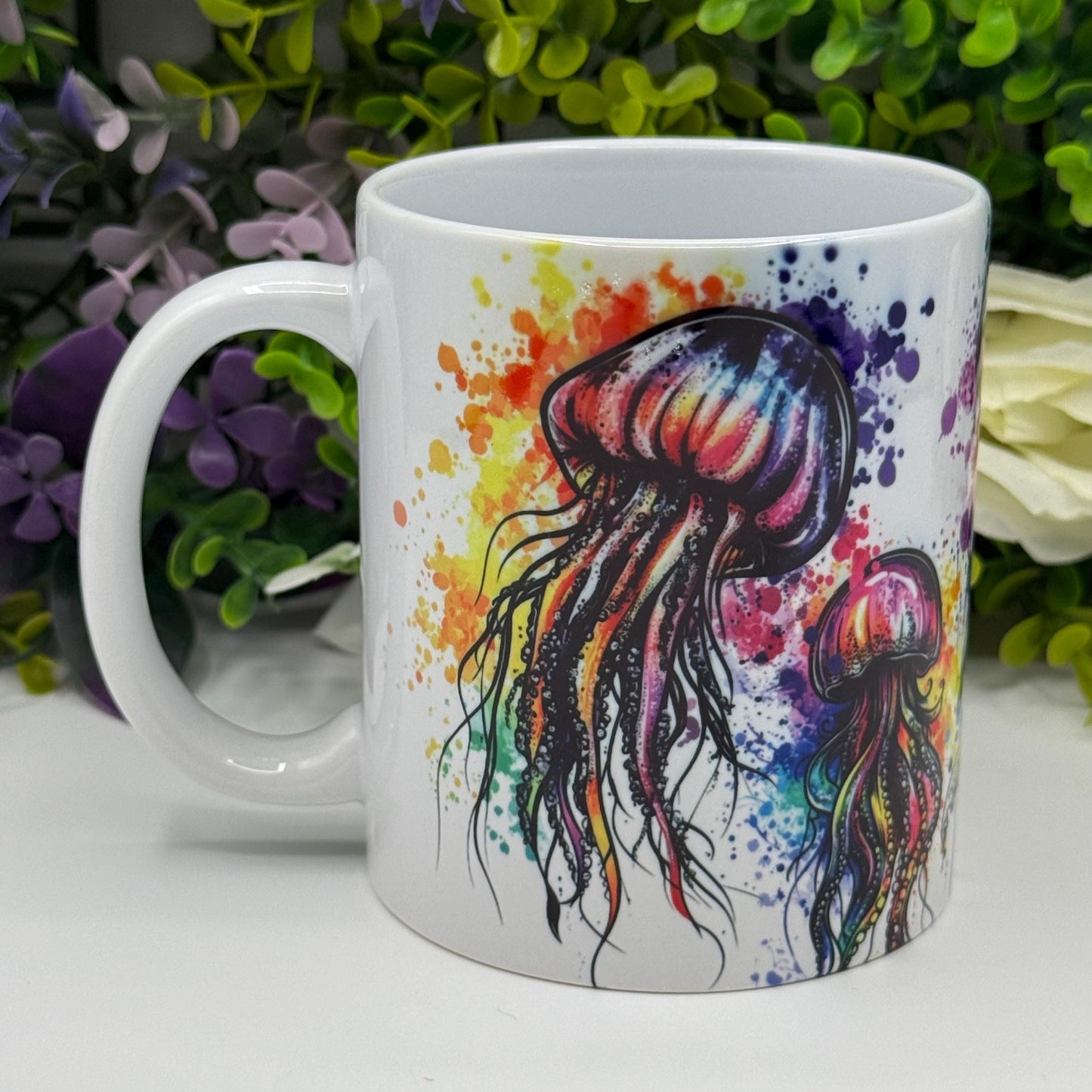 Jellyfish Colourful Paint Splash 11oz Ceramic Coffee Mug