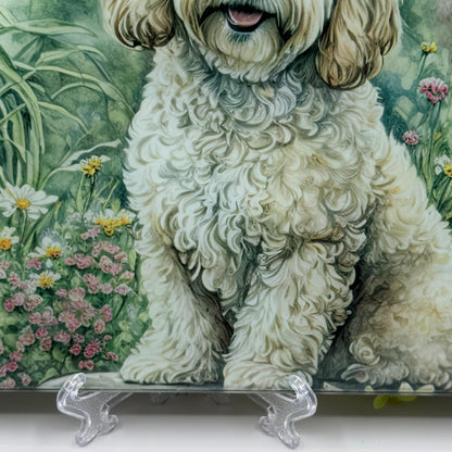 Cockapoo Floral 8inch x 11inch Glass Chopping Board
