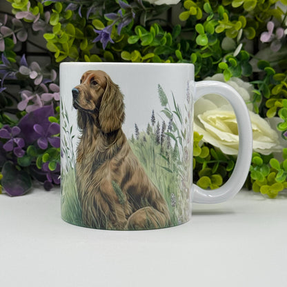 Irish Setter Floral Grass 11oz Dog Mug: Handmade Ceramic Coffee Cup
