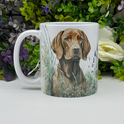 Hungarian Vizsla Floral Grass 11oz Ceramic Mug