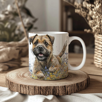 Border Terrier Wildflower Floral Ceramic 11oz Dog Mug