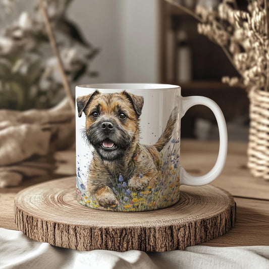 Border Terrier Wildflower Floral Ceramic 11oz Dog Mug