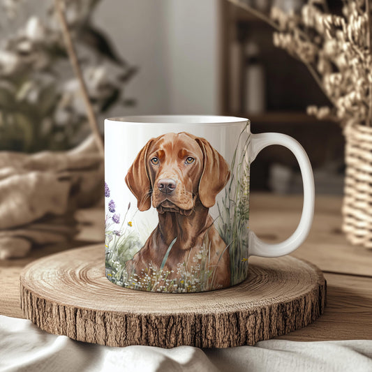Hungarian Vizsla Floral Grass 11oz Ceramic Mug