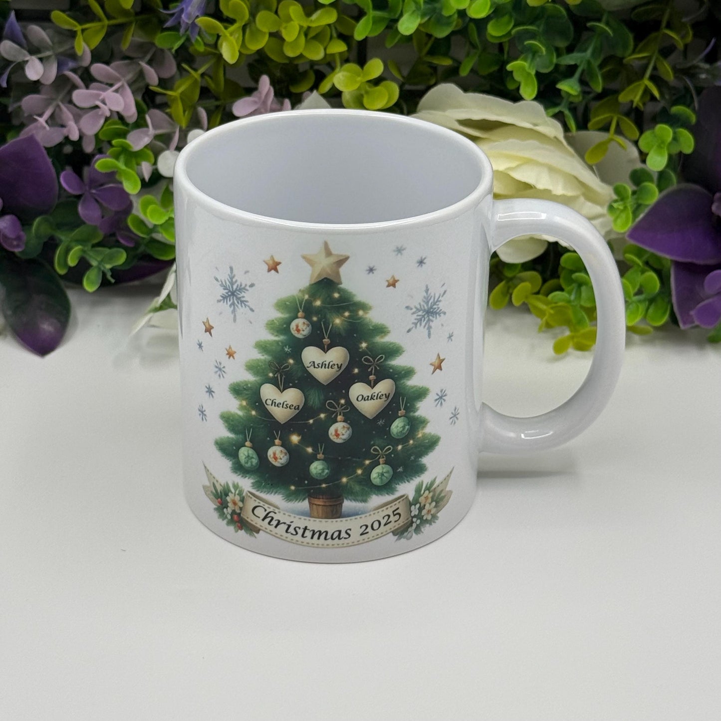 Personalised Family Christmas Tree 11oz Ceramic Mug