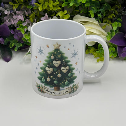 Personalised Family Christmas Tree 11oz Ceramic Mug