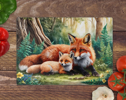 Fox Wildlife 8inchx11inch Glass Chopping Board