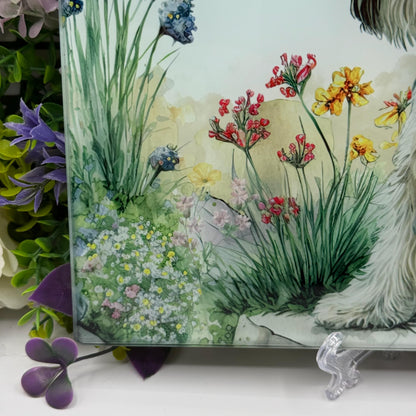 Schnauzer Salt and Pepper 8inchx11inch Glass Cutting Board: Handmade Kitchen Decor