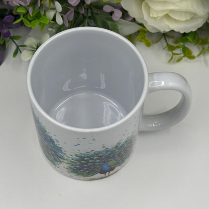 Peacock Watercolour Colourful 11oz Ceramic Mug