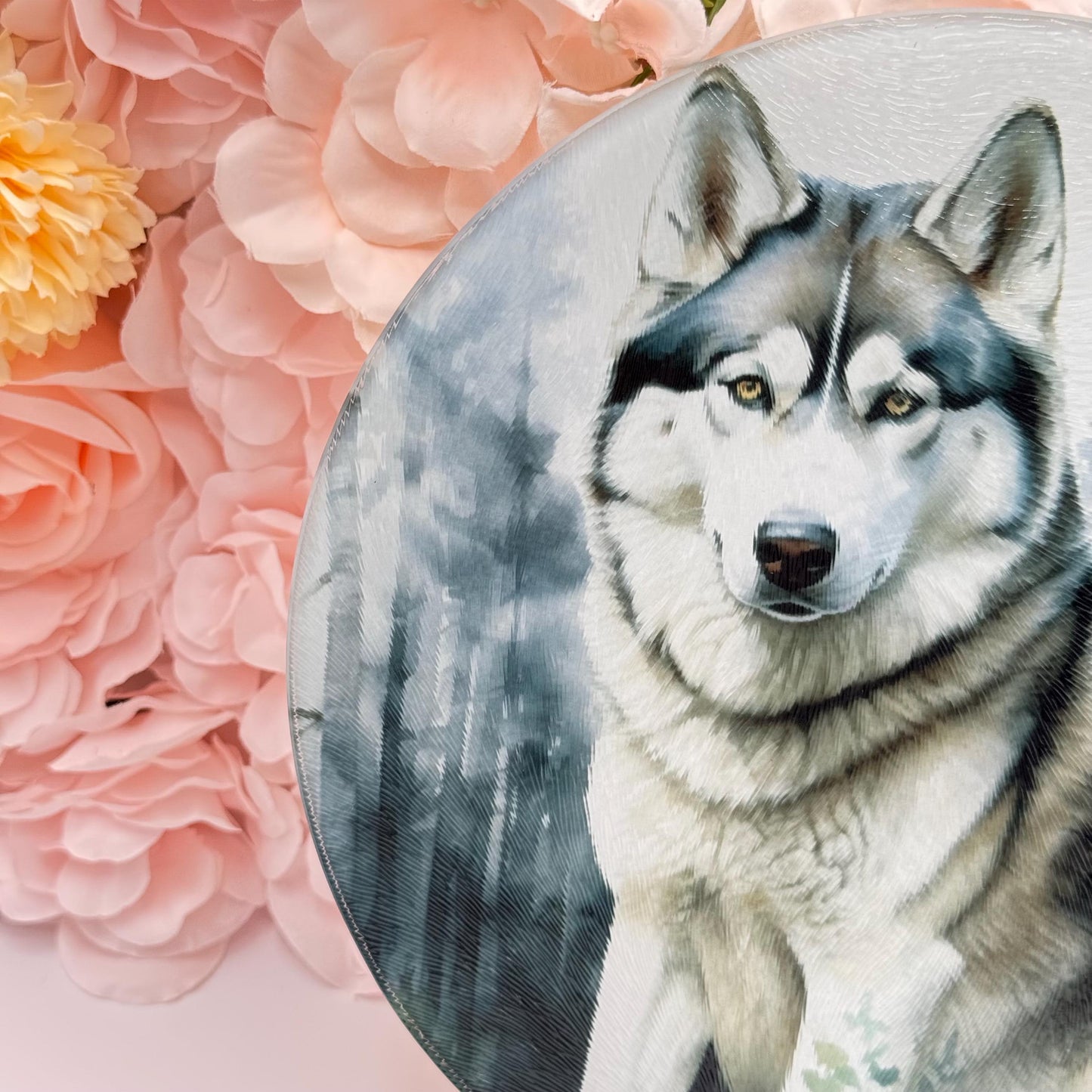 Husky Glass Round Tea Pot Holder/Chopping Board