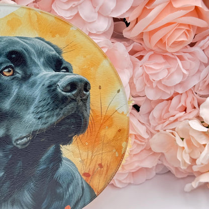 Labrador Glass Round Tea Pot Holder/Chopping Board