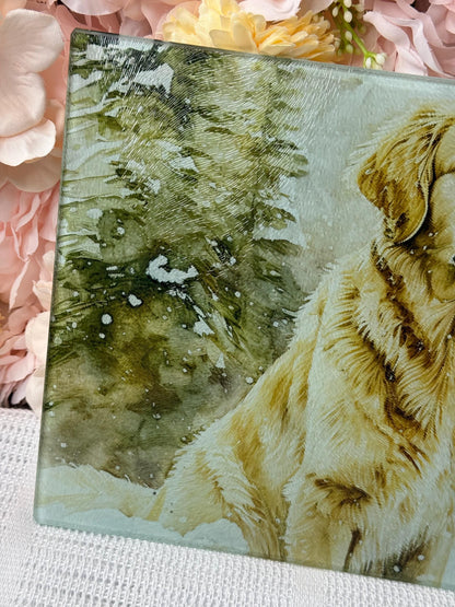 Golden Retriever Glass Chopping Board - Worktop Saver - Kitchen Decor - Heat Mat