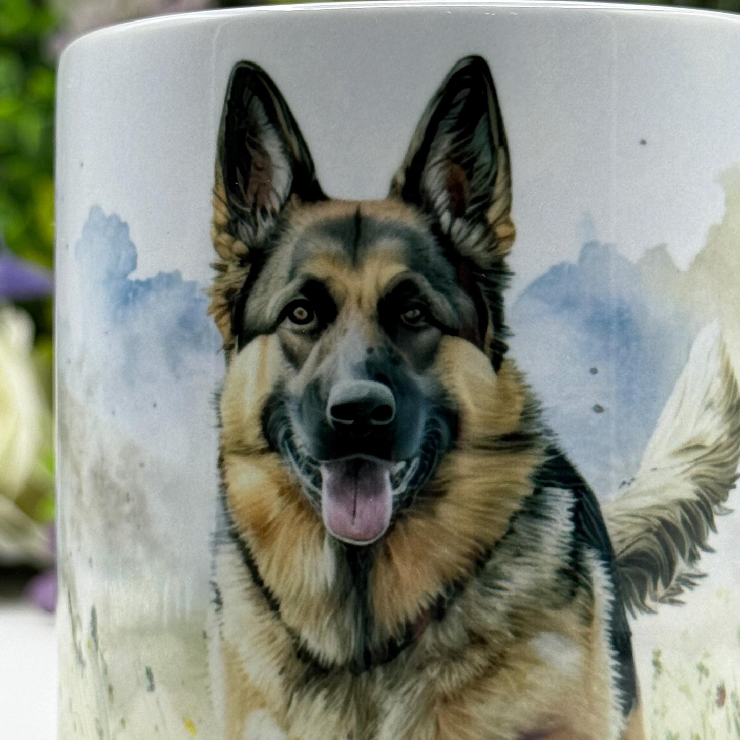 German Shepherd Wildflower Field 11oz Ceramic Dog Mug