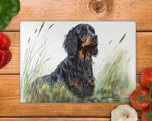 Gordon Setter Glass Chopping Board: Handmade Kitchen Decor