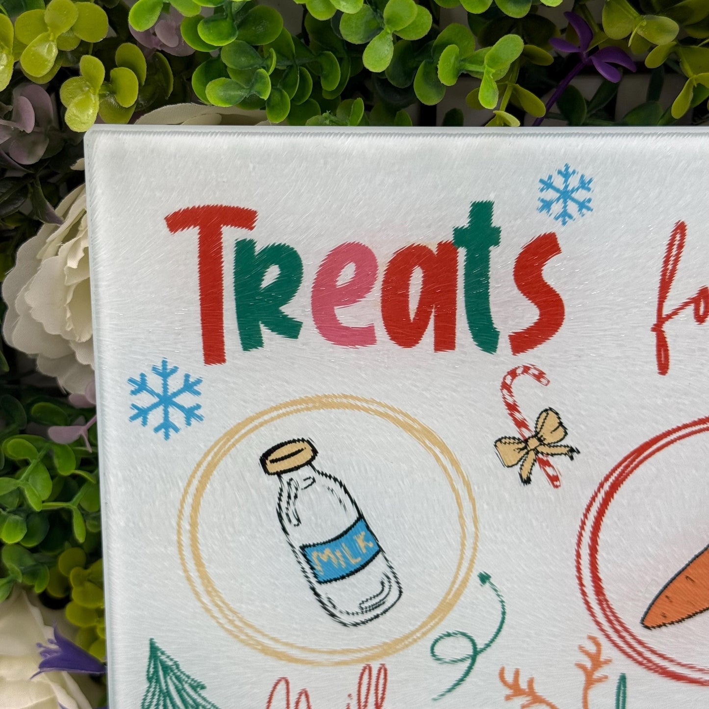 Treats For Santa Glass Chopping Board 8inch x 11inch