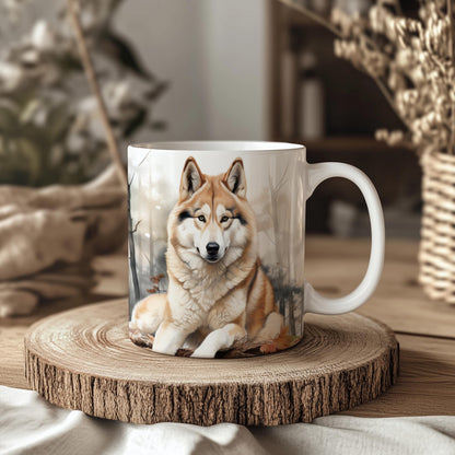 Husky Ceramic 11oz Dog Mug: Handmade Coffee Gift for Pet Lovers
