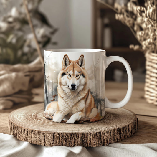 Husky Ceramic 11oz Dog Mug: Handmade Coffee Gift for Pet Lovers