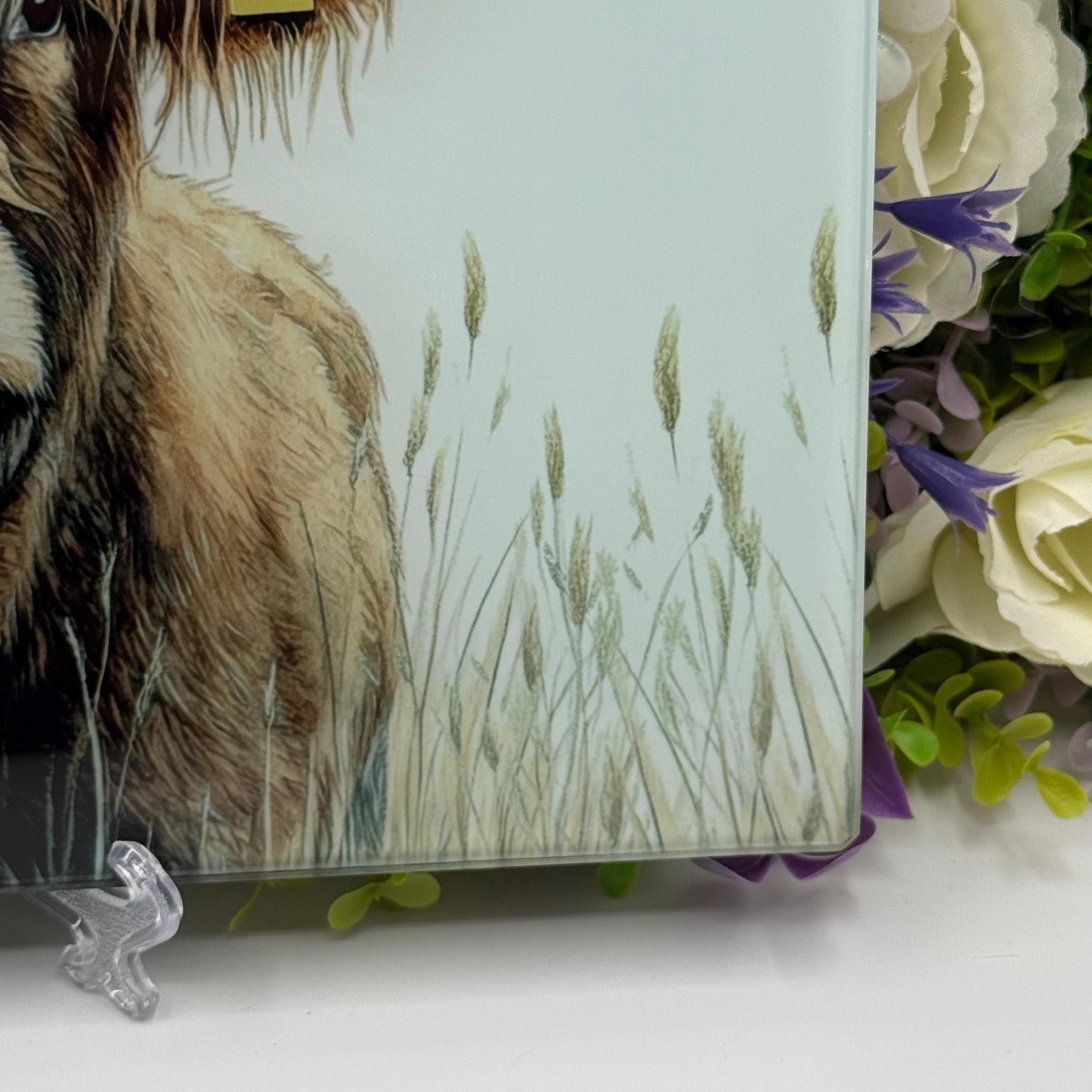 Highland Cow 8inchx11inch Glass Chopping Board