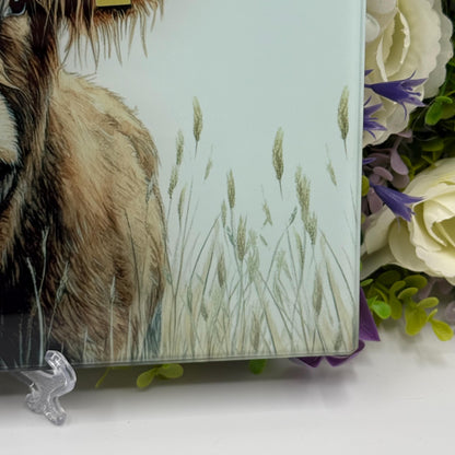 Highland Cow 8inchx11inch Glass Chopping Board