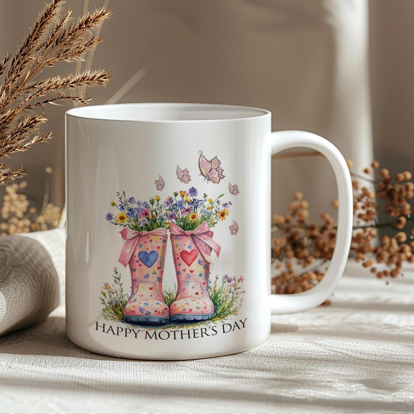 Mother's Day Floral Wellies 11oz Mug