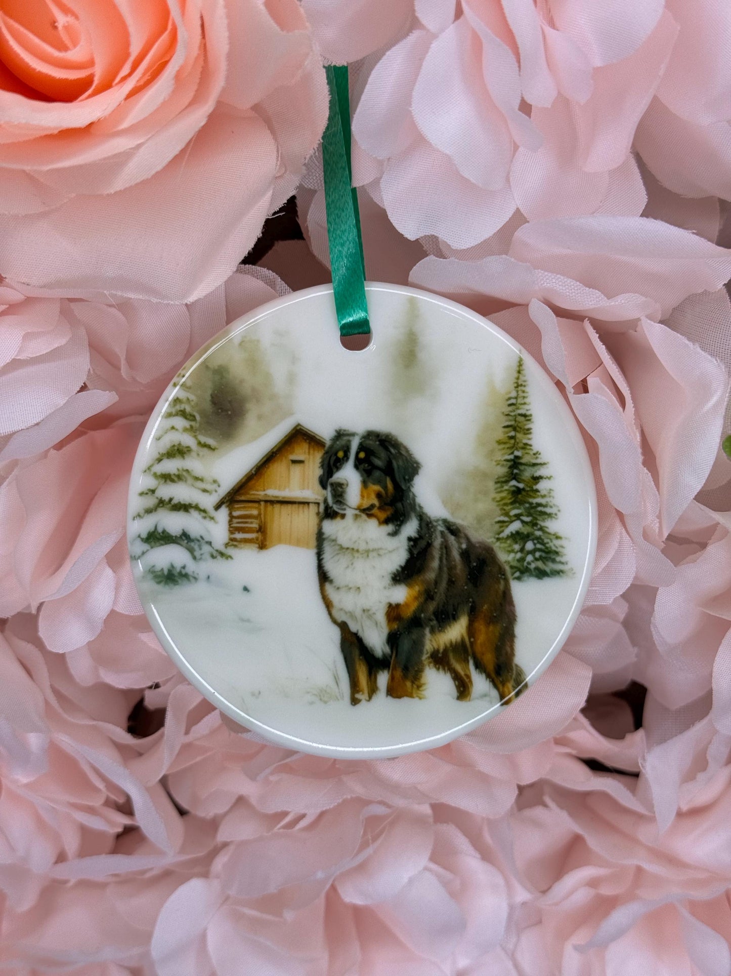 Bernese Mountain Dog Ceramic Ornament: Personalized Pet Keepsake