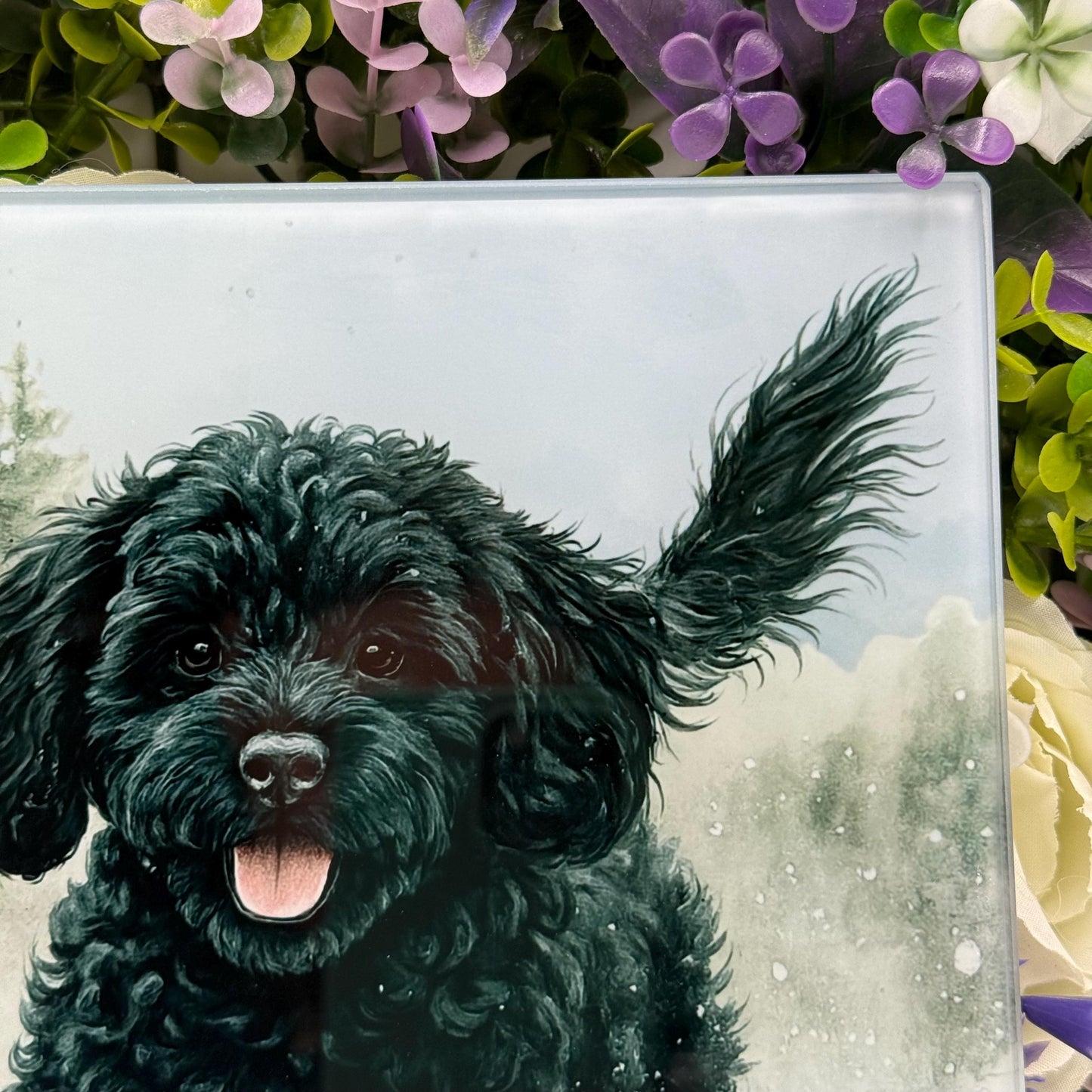 Cavapoo 8inch x 11inch Glass Chopping Board