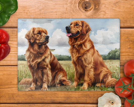 Golden Retriever Glass Chopping Board - Worktop Saver - Kitchen Decor - Heat Mat