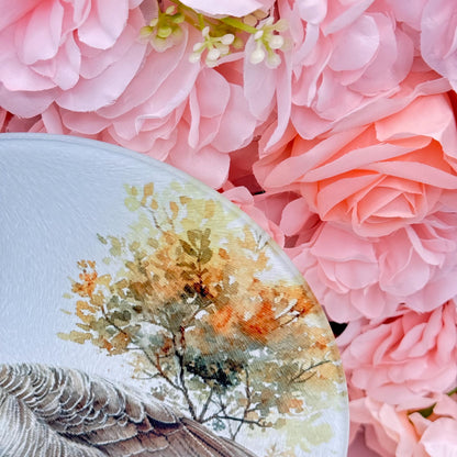 Goose Glass Round Tea Pot Holder/Chopping Board, Cutting Board