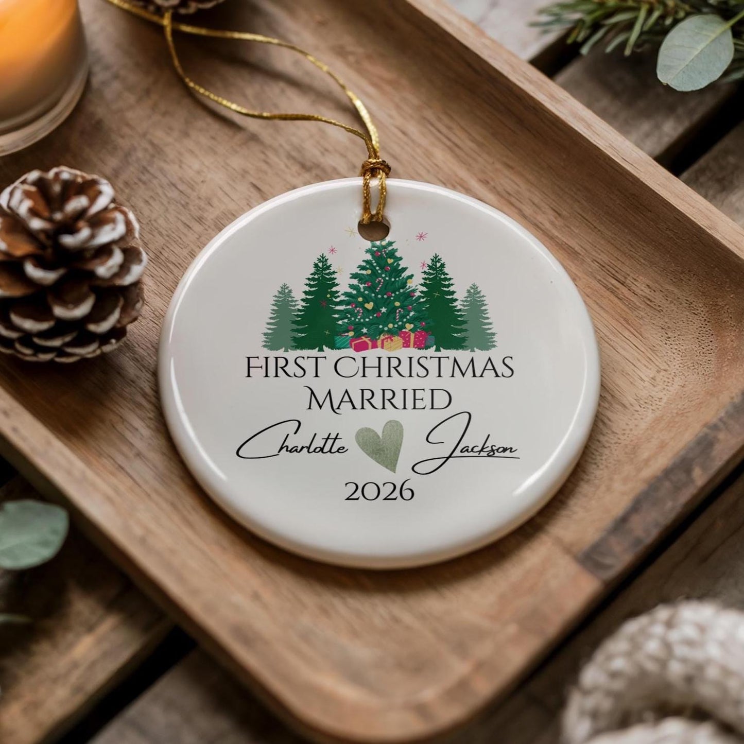 Our First Christmas Married 2026 Ceramic Ornament - Tree Decoration - Memorabilia Gifts